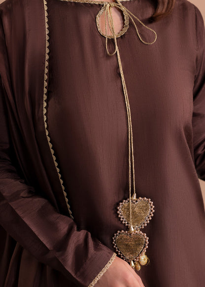 Brown Raw Silk Designer Salwar Suit with Dupatta Online in Dubai UAE Abudhabi Ajman Sharjah