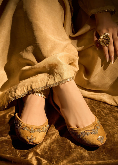 Brown Velvet Mojari Wedding Shoes Online in Sri Lanka India Australia