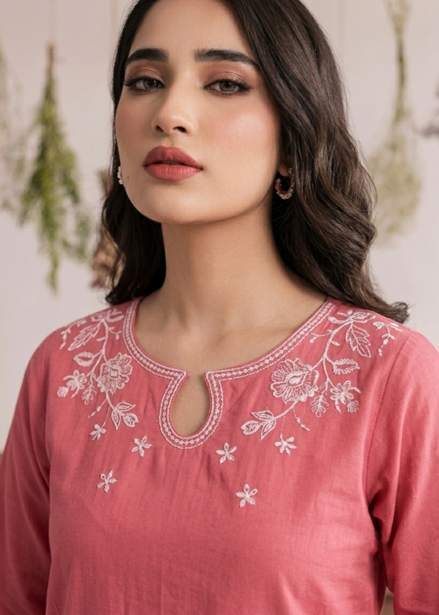 Bubblegum Pink Embroidered Lawn Party Wear Suit Online in KSA Riyadh Saudi Arabia Oman Bahrain Qatar