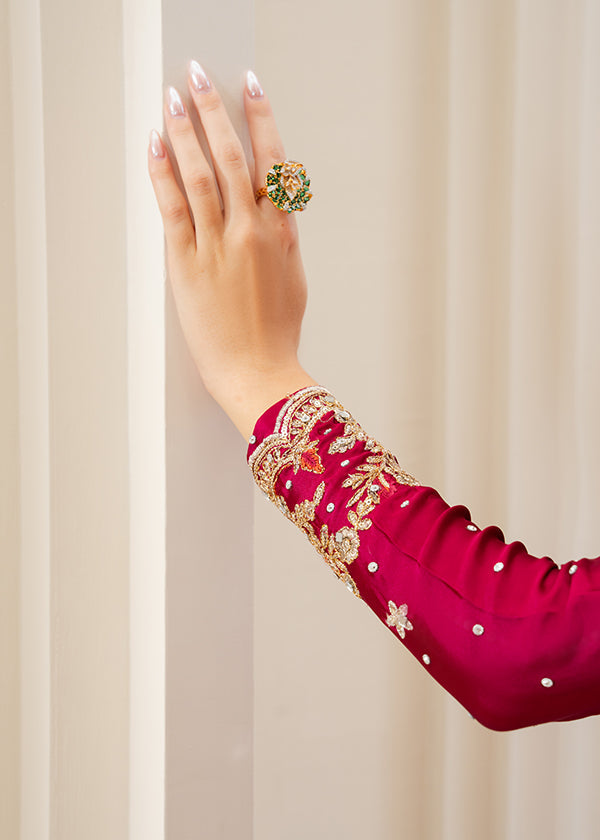 Burgundy Embellished Charmuse Kurta Dupatta Online in Dubai UAE Abudhabi Ajman Sharjah