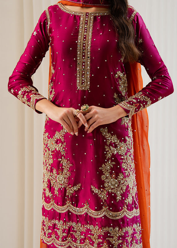 Burgundy Resham Sequin Charmuse Suit Online in Dubai DXB UAE Abudhabi Meena Bazaar