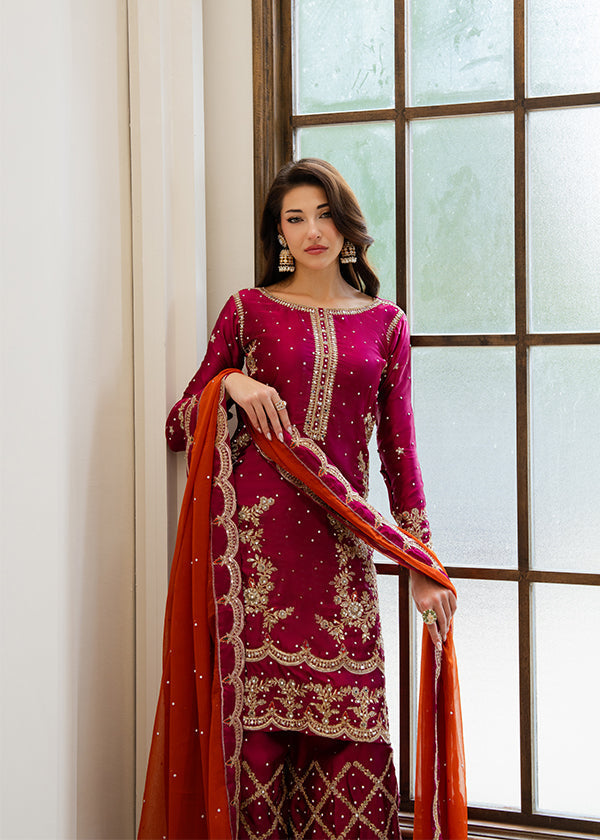Burgundy Sequin Charmuse Wedding Wear Online in Dubai DXB UAE Abudhabi Meena Bazaar