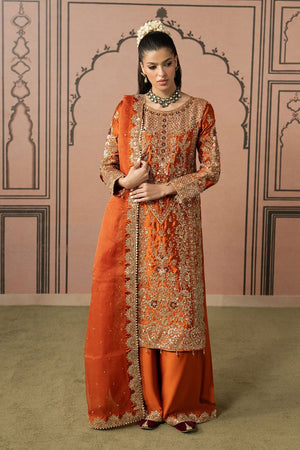Burnt Orange Embellished Organza Wedding Outfit Online in Dubai UAE Abudhabi Ajman Sharjah