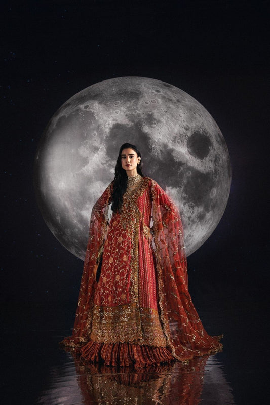 Burnt Orange Embroidered Chiffon Lehenga Choli Online in Dubai UAE Abudhabi Ajman Sharjah