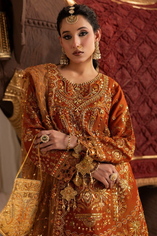 Burnt Orange Embroidered Masuri Lehenga Set Online in Dubai UAE Abudhabi Ajman Sharjah