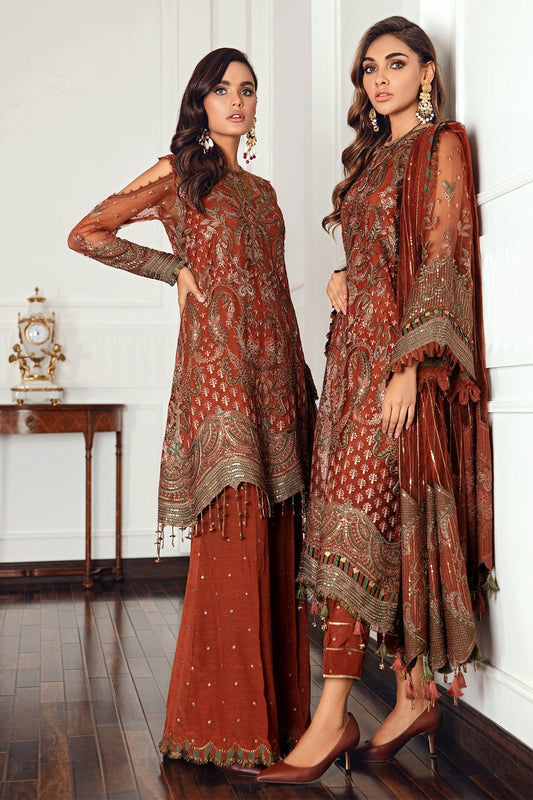 Burnt Orange Organza Suit