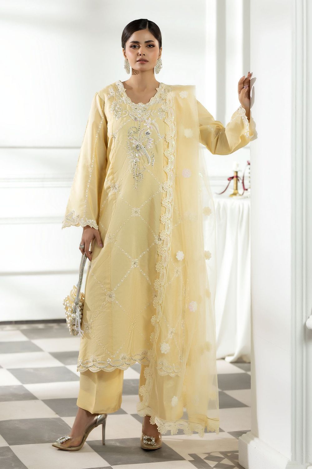 Butter Silk Embellished Straight Cut Kurta Suit Online in Dubai UAE Abudhabi Ajman Sharjah