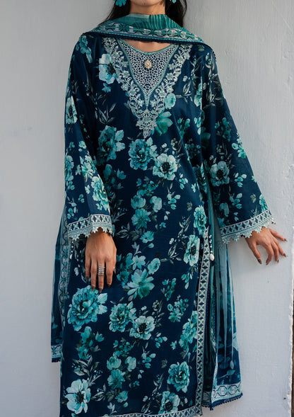 Buy Aegean Blue Lawn Embroidered Suit Online in Sri Lanka India Australia