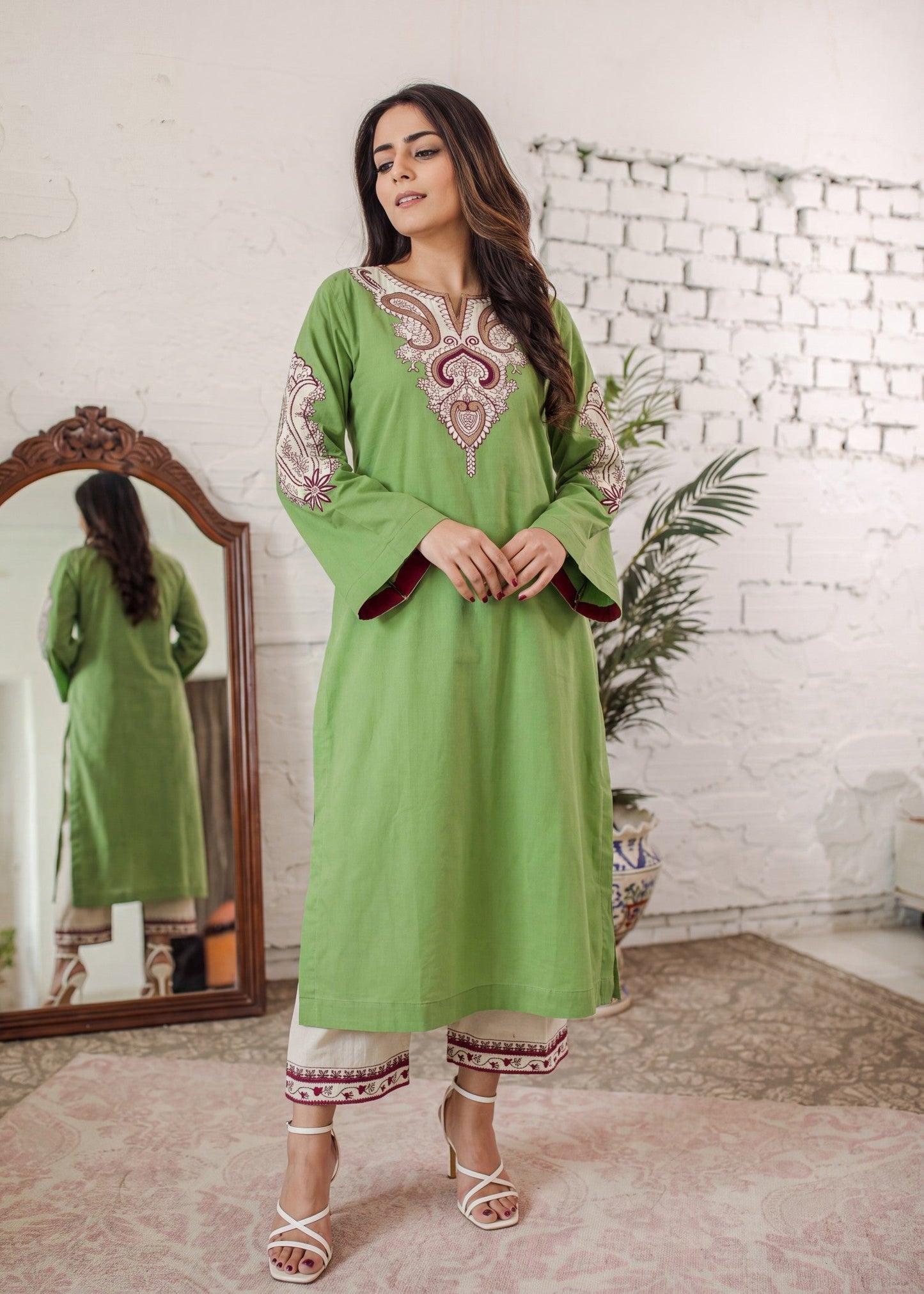 Buy Apple Green Lawn Suit for Women Online in Sri Lanka India Australia