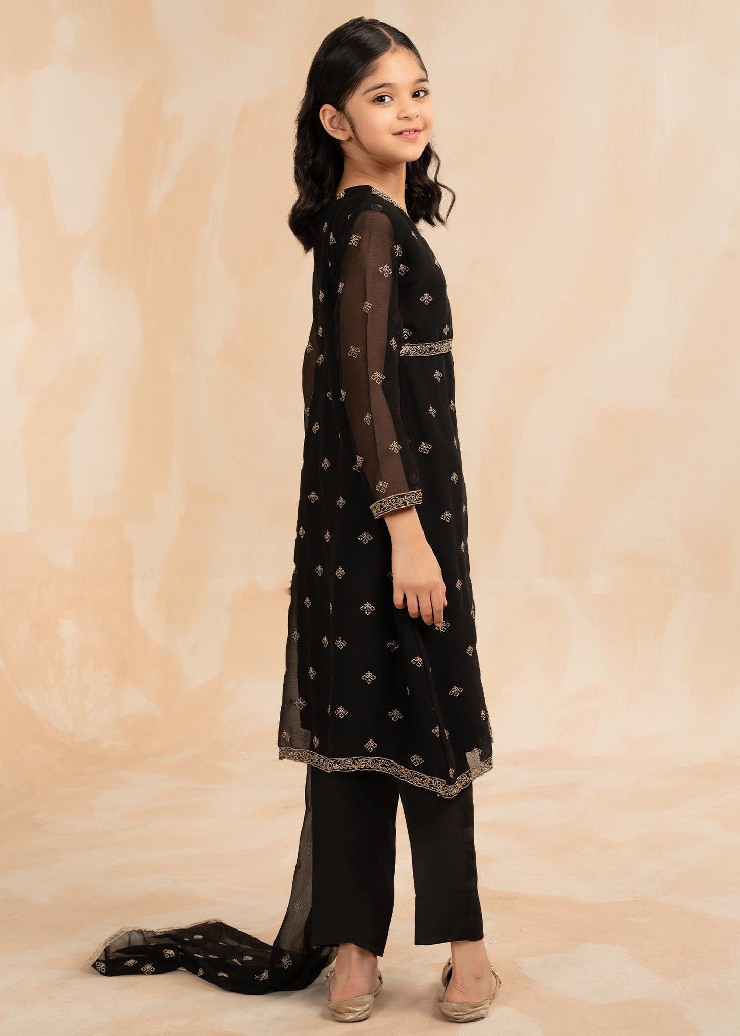 Buy Black Chiffon Embellished Suit Online in Dubai DXB UAE Abudhabi Meena Bazaar