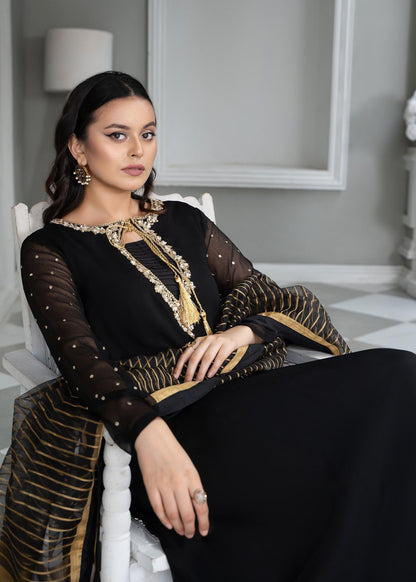 Buy Black Chiffon Pishwas with Dabka Naqshi Online in Dubai DXB UAE Abudhabi Meena Bazaar