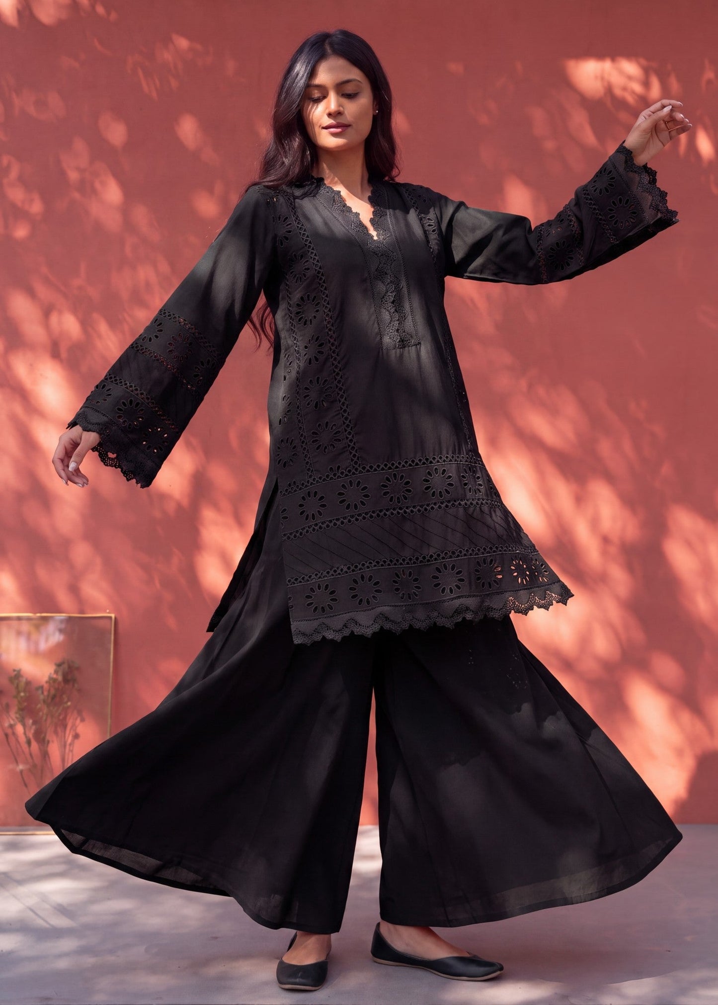Buy Black Lawn Sharara Dress Online in Dubai DXB UAE Abudhabi Meena Bazaar
