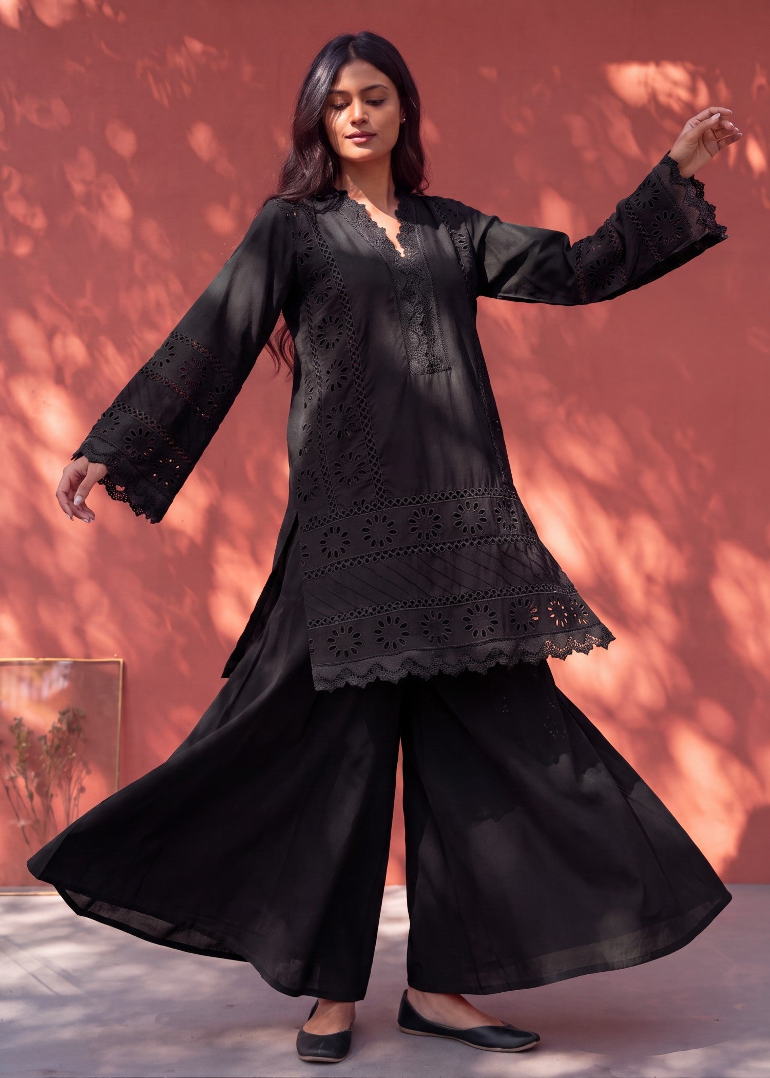 Buy Black Lawn Sharara Dress Online in Dubai DXB UAE Abudhabi Meena Bazaar