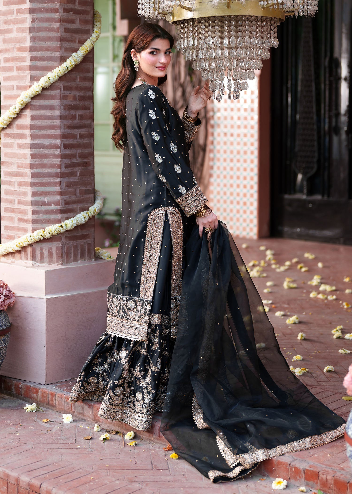 Buy Black Silk Kurti Lehenga Set Online in Dubai DXB UAE Abudhabi Meena Bazaar