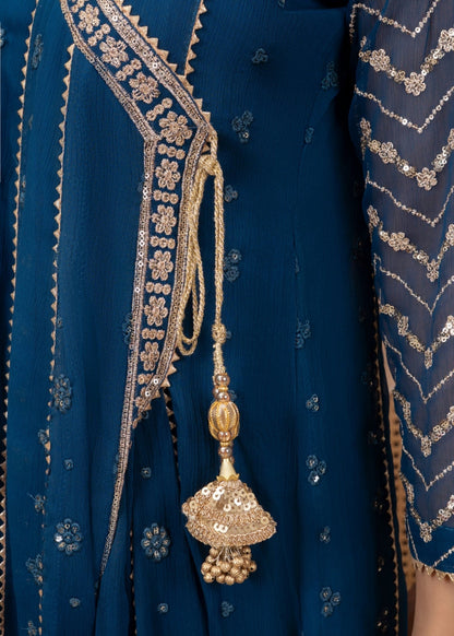 Buy Blue Chiffon Embroidered Suit Online in Dubai UAE Abudhabi Ajman Sharjah