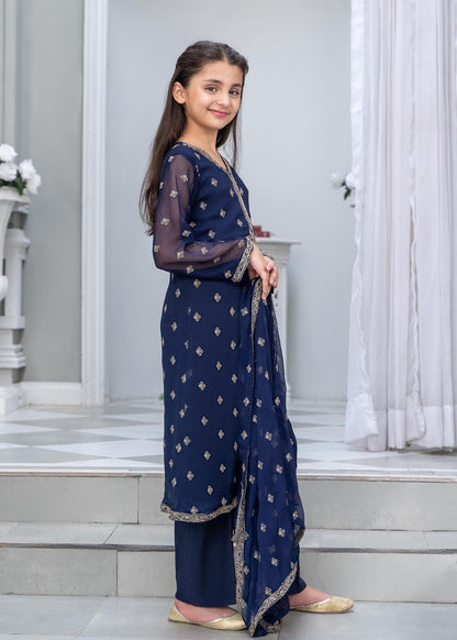 Buy Blue Embroidered Chiffon Raw Silk Pakistani Outfit Online in Dubai UAE Abudhabi Ajman Sharjah