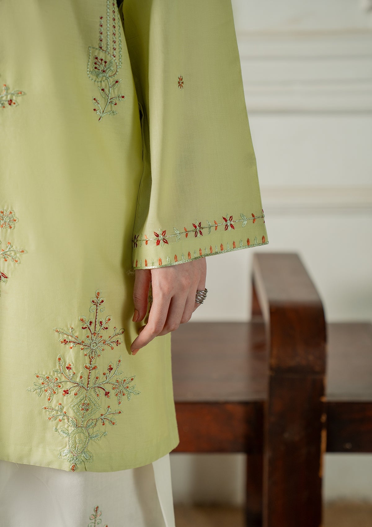 Buy Cotton Embroidered Suit Pistachio Green Online in Sri Lanka India Australia