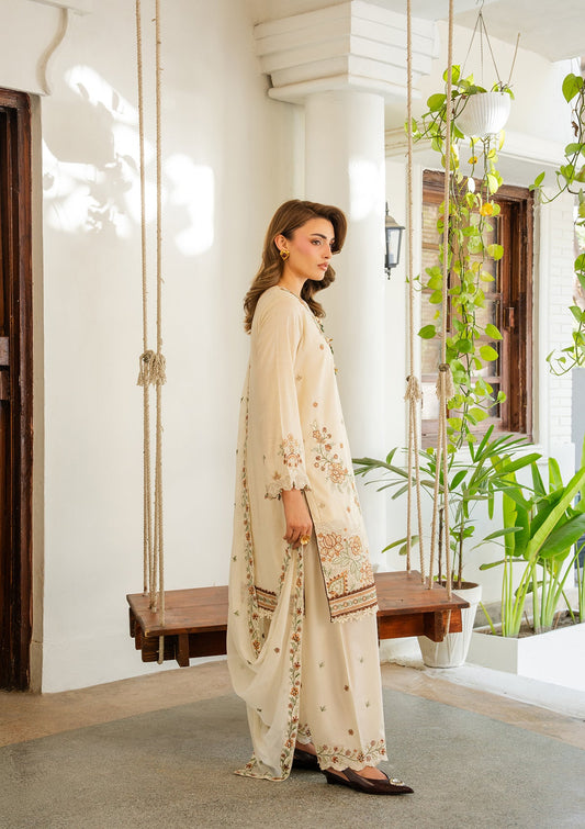 Buy Cream Embroidered Lawn Suit Online in Dubai DXB UAE Abudhabi Meena Bazaar