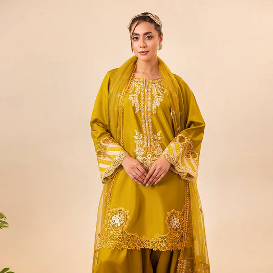 Buy Gold Embroidered Silk Farshi Shalwar Online in Dubai DXB UAE Abudhabi Meena Bazaar