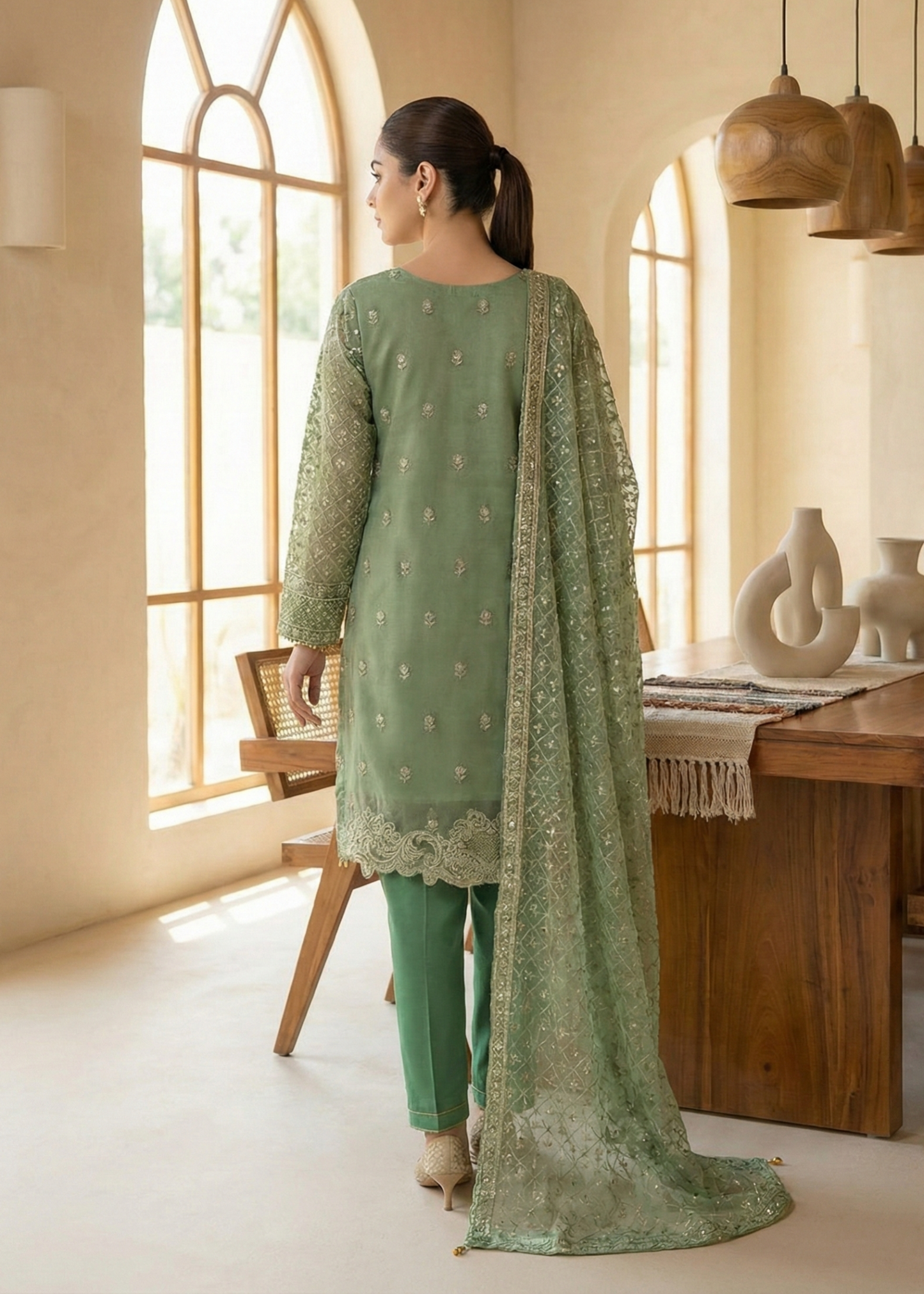 Buy Green Organza Straight Kurta Suit Online in Sri Lanka India Australia
