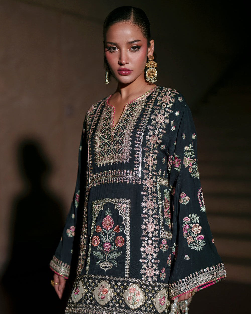 Buy Green Silk Farshi Shalwar Suit Online in Dubai DXB UAE Abudhabi Meena Bazaar