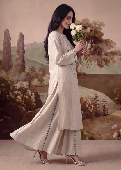 Buy Ivory Patchwork Khaddar Sharara Online in Dubai UAE Abudhabi Ajman Sharjah