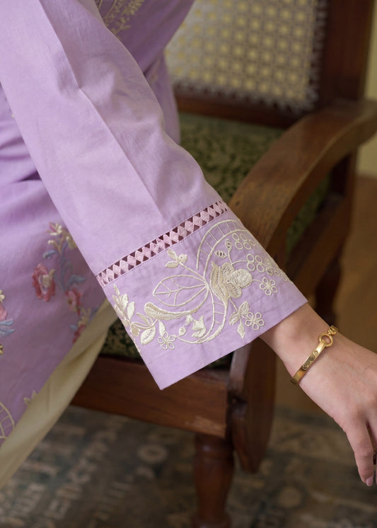 Buy Lavender Mist Embroidered Lawn Kurta Pajama Online in Dubai DXB UAE Abudhabi Meena Bazaar