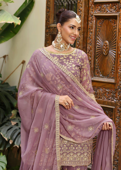 Buy Lilac Chiffon Gharara Set Online in Dubai DXB UAE Abudhabi Meena Bazaar