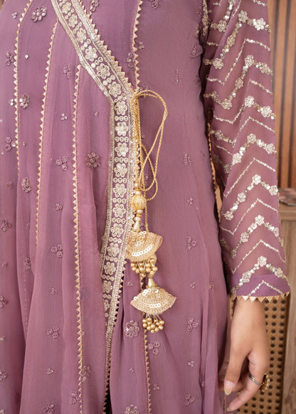 Buy Lilac Embroidered Crepe Trouser Suit Online in KSA Riyadh Saudi Arabia Oman Bahrain Qatar