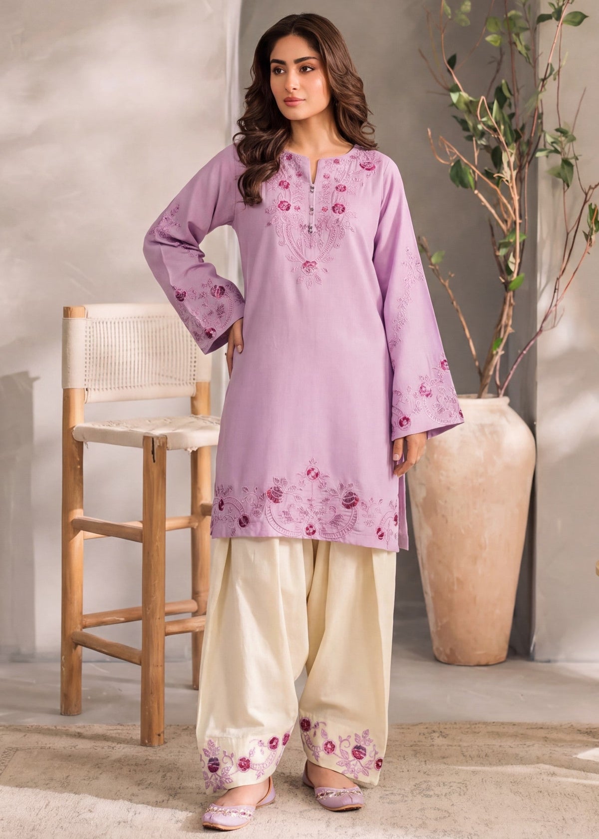 Buy Lilac Winter Wear Farshi Shalwar Kurta Online in Dubai DXB UAE Abudhabi Meena Bazaar