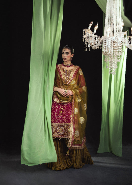 Buy Magenta Embroidered Chiffon Sharara Set Online in Dubai DXB UAE Abudhabi Meena Bazaar