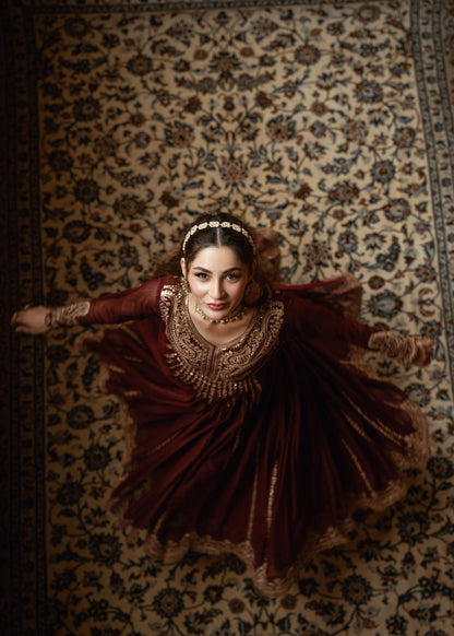Buy Maroon Embroidered Chiffon Festive Wear Suit Online in Sri Lanka India Australia
