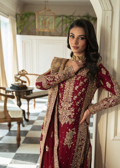 Buy Maroon Embroidered Chiffon Flared Trouser Suit Online in Dubai DXB UAE Abudhabi Meena Bazaar