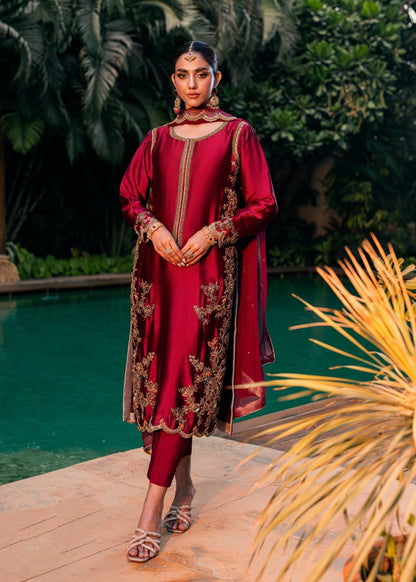 Buy Maroon Embroidered Viscose Formal Suit Online in Dubai DXB UAE Abudhabi Meena Bazaar