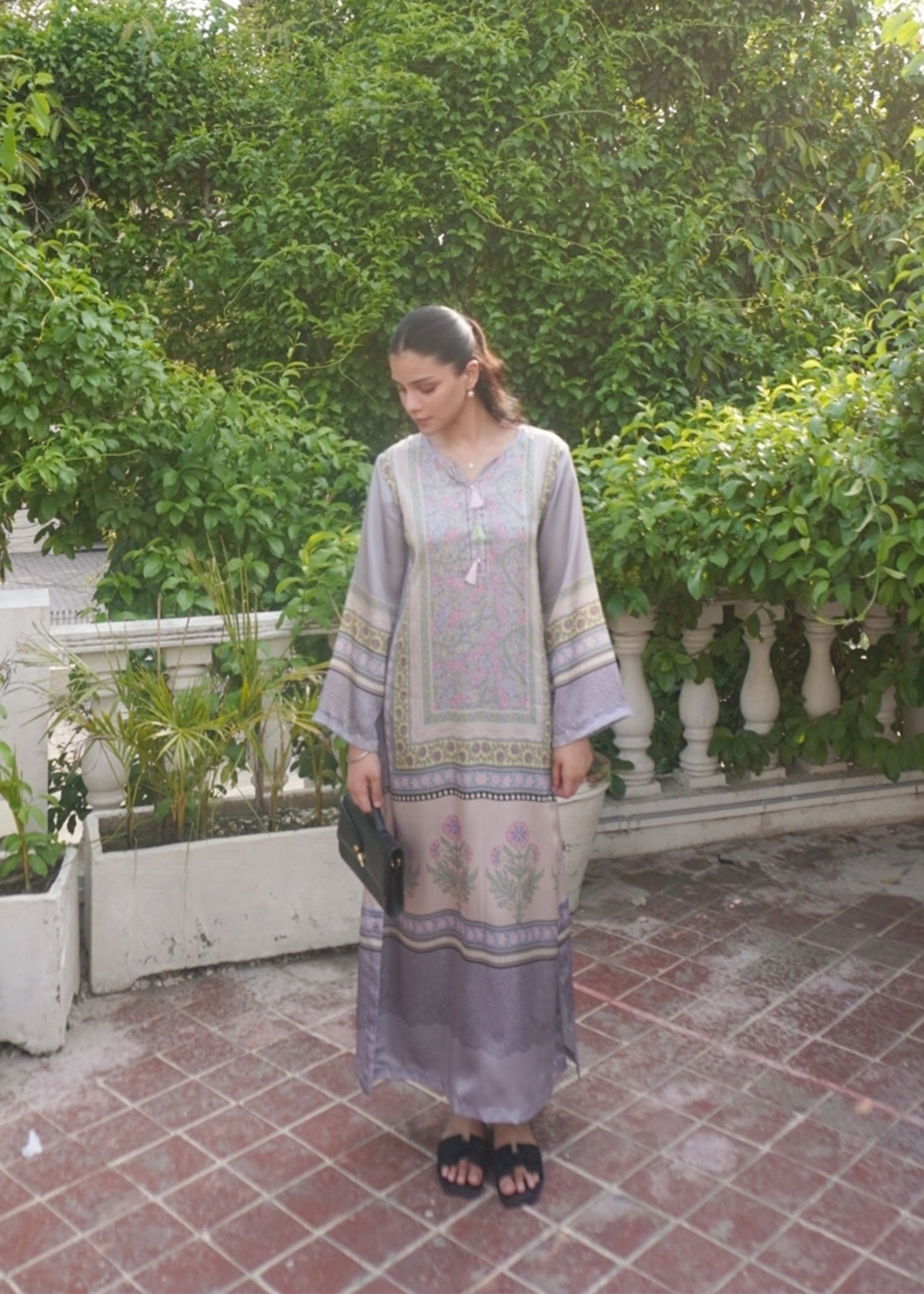 Buy Multi Printed Satin Silk Kaftan Online in Dubai DXB UAE Abudhabi Meena Bazaar