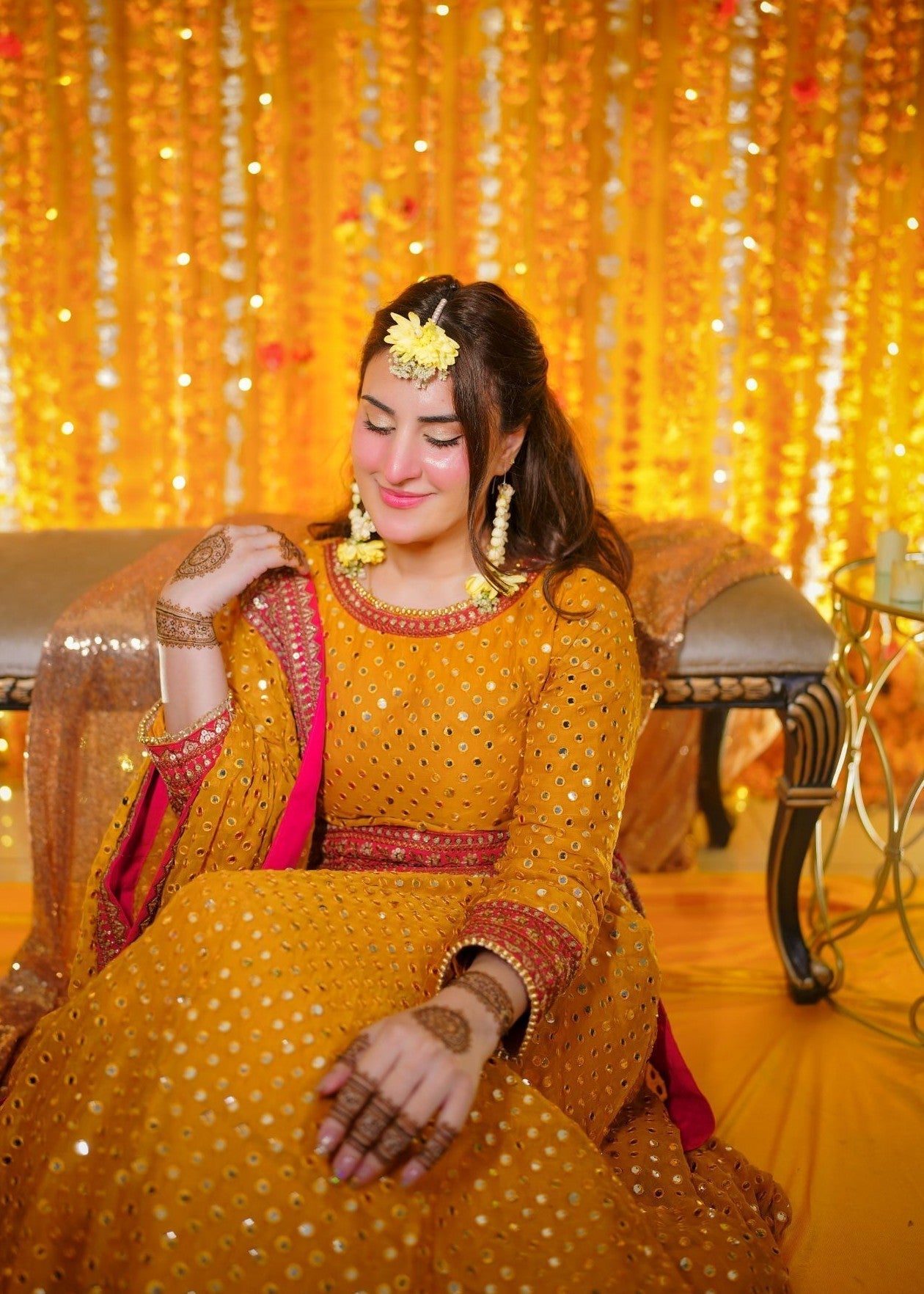 Buy Mustard Chiffon Embroidered Kurti Lehenga Dupatta Online in Sri Lanka India Australia