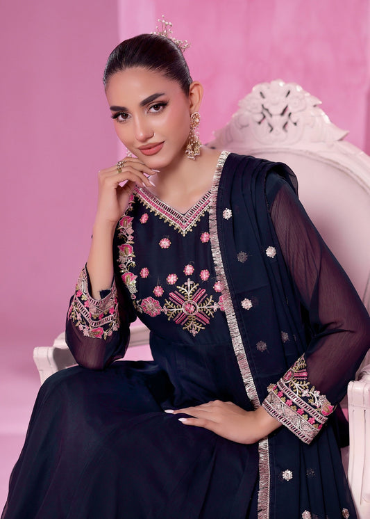 Buy Navy Blue Embellished Chiffon Party Wear Suit Online in Sri Lanka India Australia