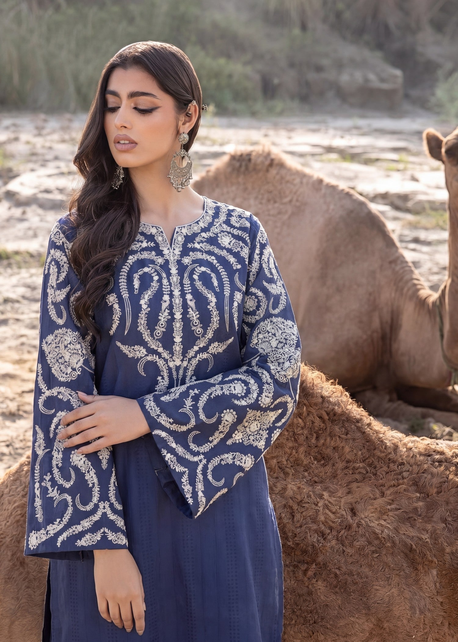 Buy Navy Blue Embroidered Kurta Set Online in Dubai DXB UAE Abudhabi Meena Bazaar