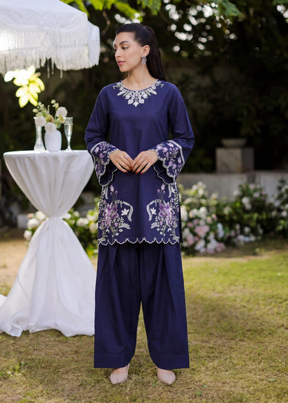 Buy Navy Blue Embroidered Lawn Farshi Shalwar Online in Dubai UAE Abudhabi Ajman Sharjah