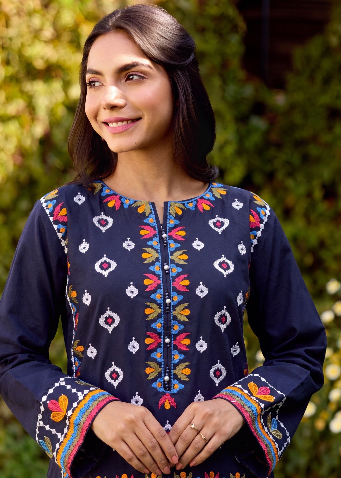 Buy Navy Blue Embroidered Lawn Kurta Pajama Online in Dubai DXB UAE Abudhabi Meena Bazaar