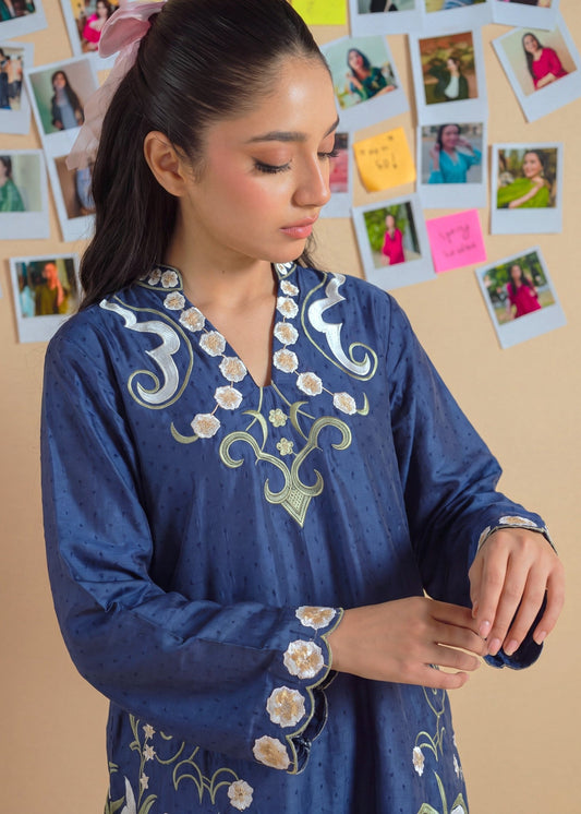 Buy Navy Blue Embroidered Lawn Pakistani Suit Online in Dubai DXB UAE Abudhabi Meena Bazaar