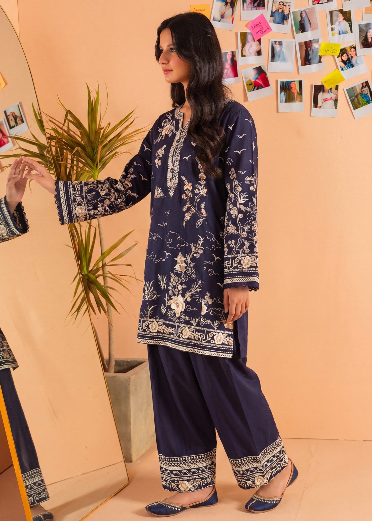 Buy Navy Blue Embroidered Pakistani Suit Online in Dubai DXB UAE Abudhabi Meena Bazaar