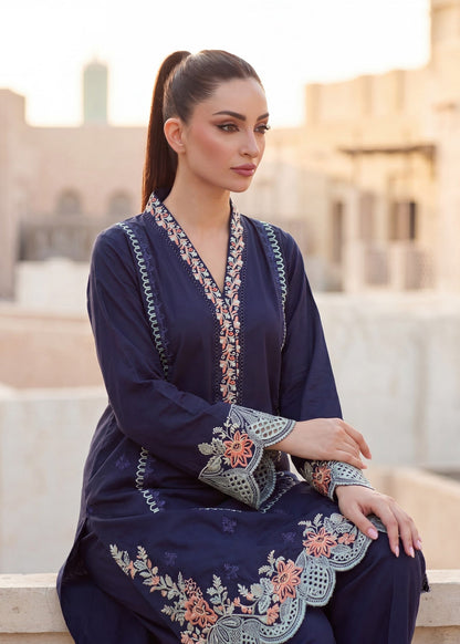 Buy Navy Blue Lawn Embroidered Dress Material Online in Sri Lanka India Australia