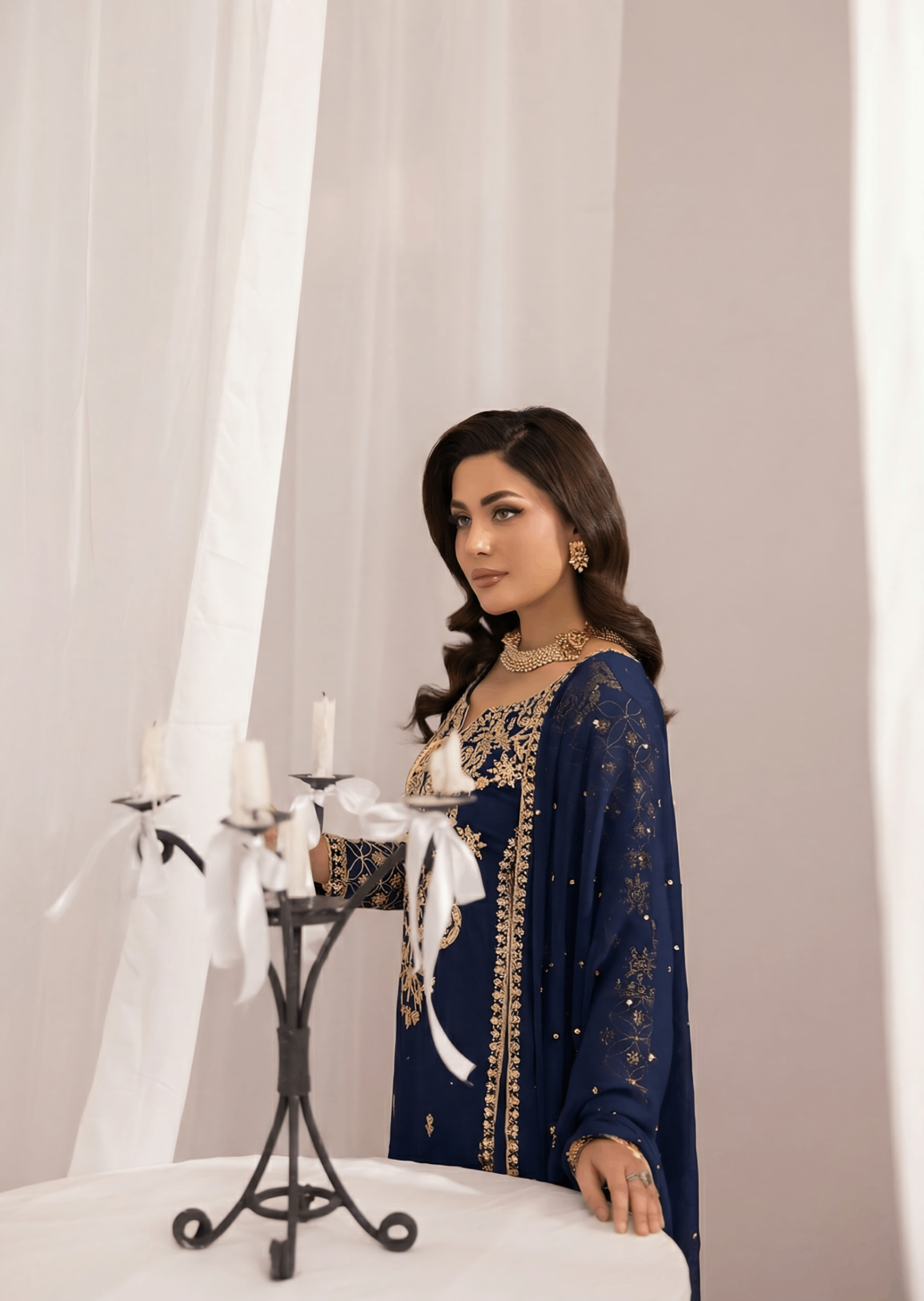 Buy Navy Blue Silk Sharara Suit Online in Dubai DXB UAE Abudhabi Meena Bazaar