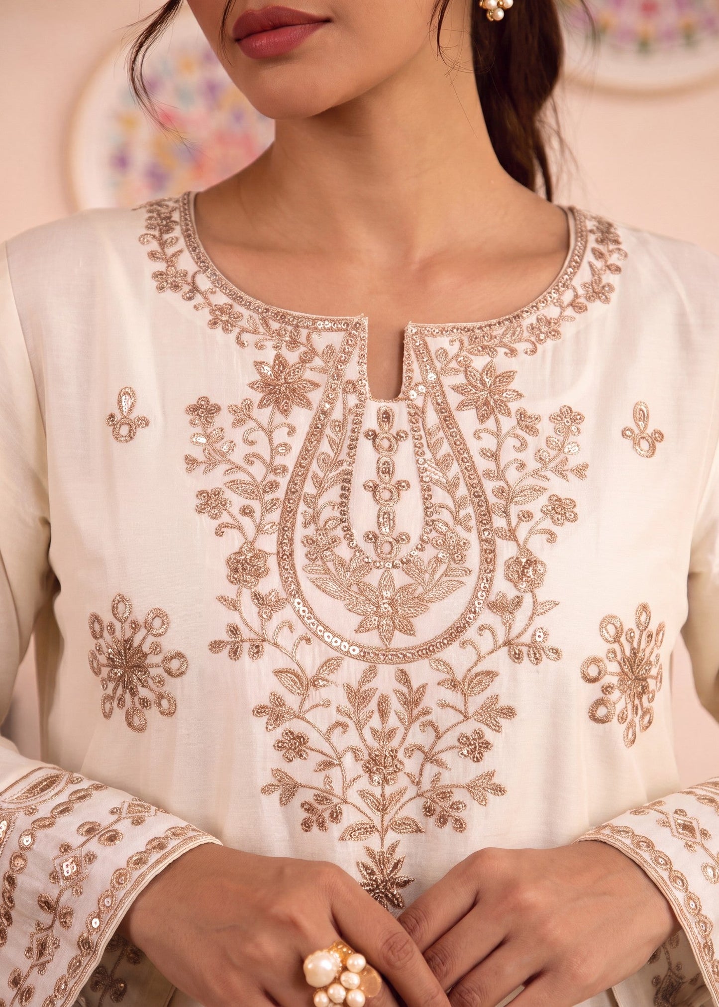 Buy Off-White Embroidered Lawn Suit Online in Sri Lanka India Australia