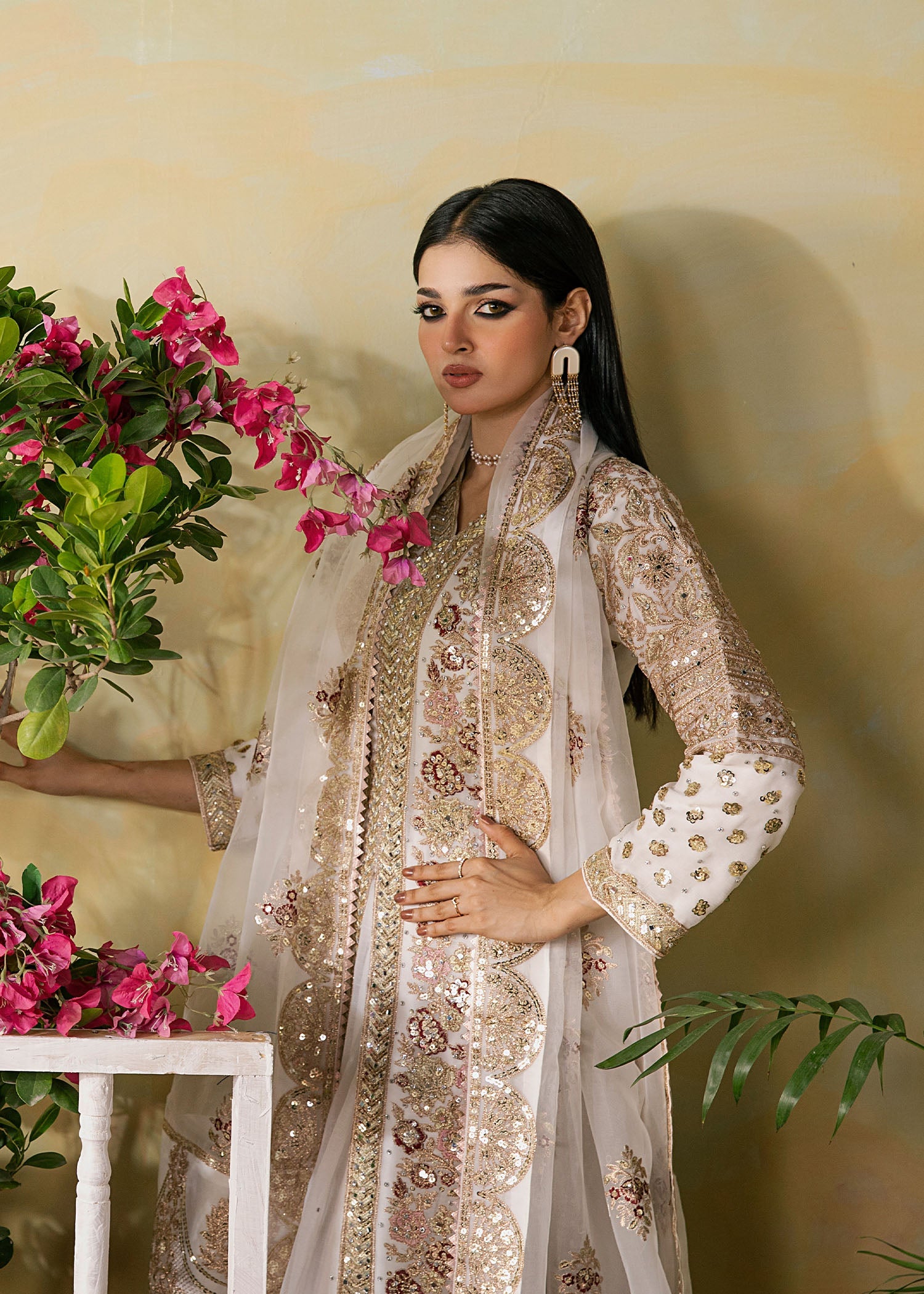 Buy Off-White Embroidered Organza Plazzo Set Online in Sri Lanka India Australia