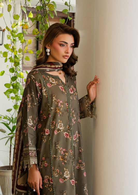 Buy Olive Green Embroidered Lawn Dress Material Online in Sri Lanka India Australia