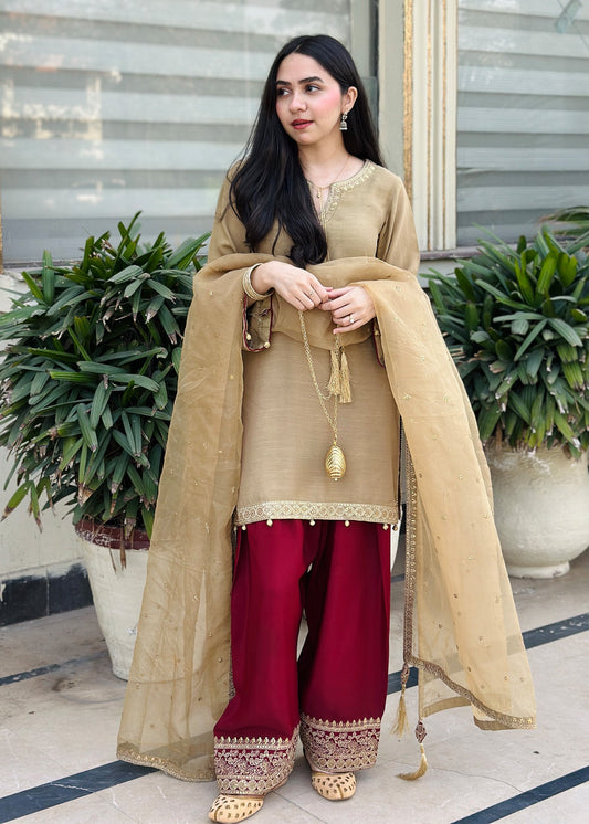Buy Pakistani Farshi Shalwar Raw Silk Embroidered Online in Dubai DXB UAE Abudhabi Meena Bazaar