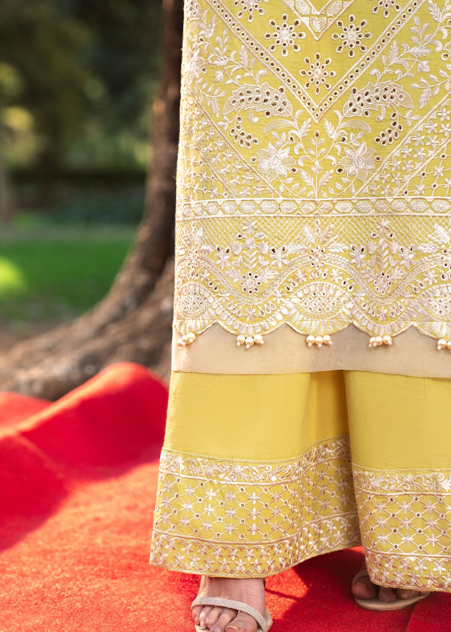 Buy Pale Yellow Embroidered Lawn Pakistani Suit Online in Dubai DXB UAE Abudhabi Meena Bazaar