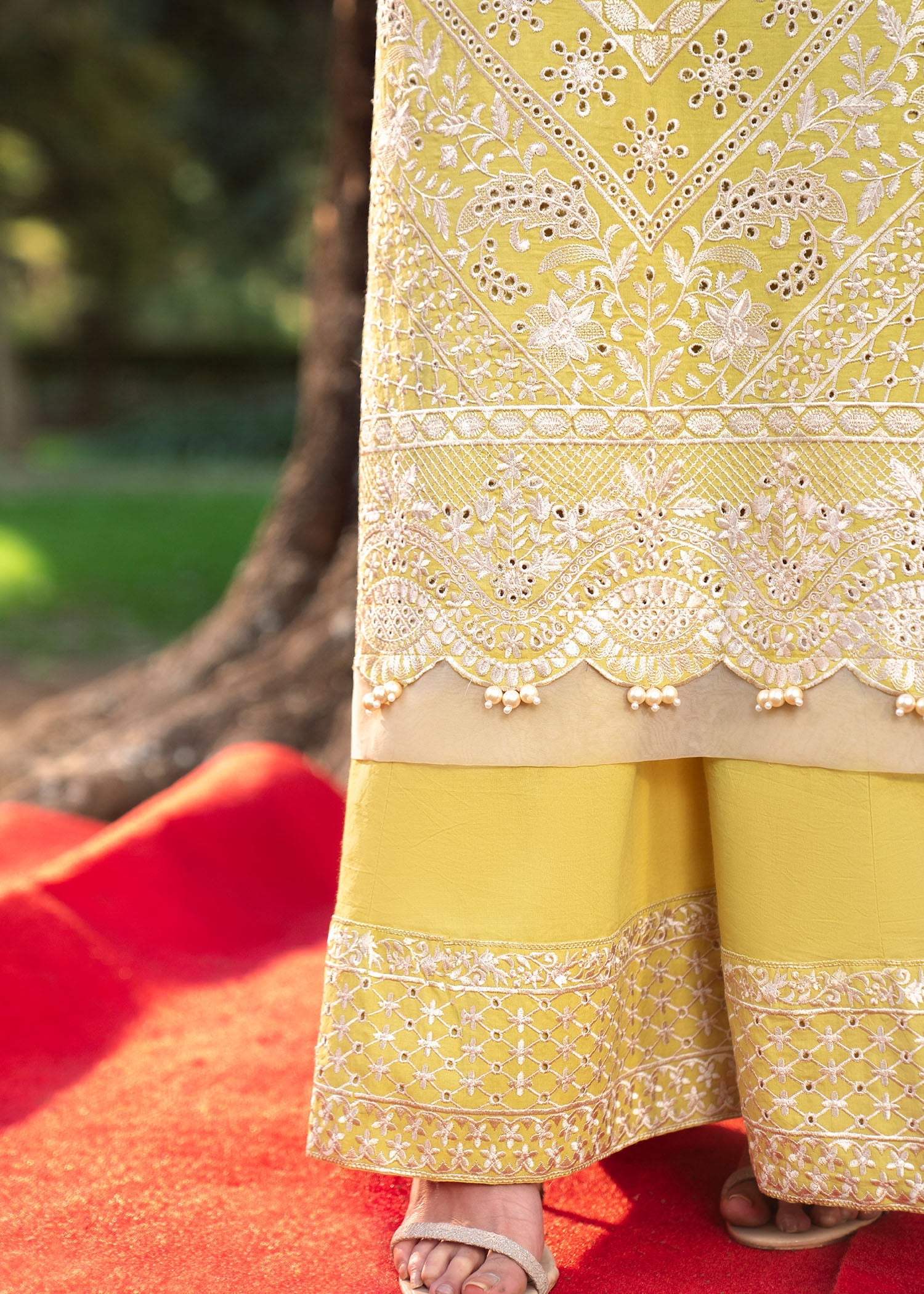Buy Pale Yellow Embroidered Lawn Pakistani Suit Online in Dubai DXB UAE Abudhabi Meena Bazaar